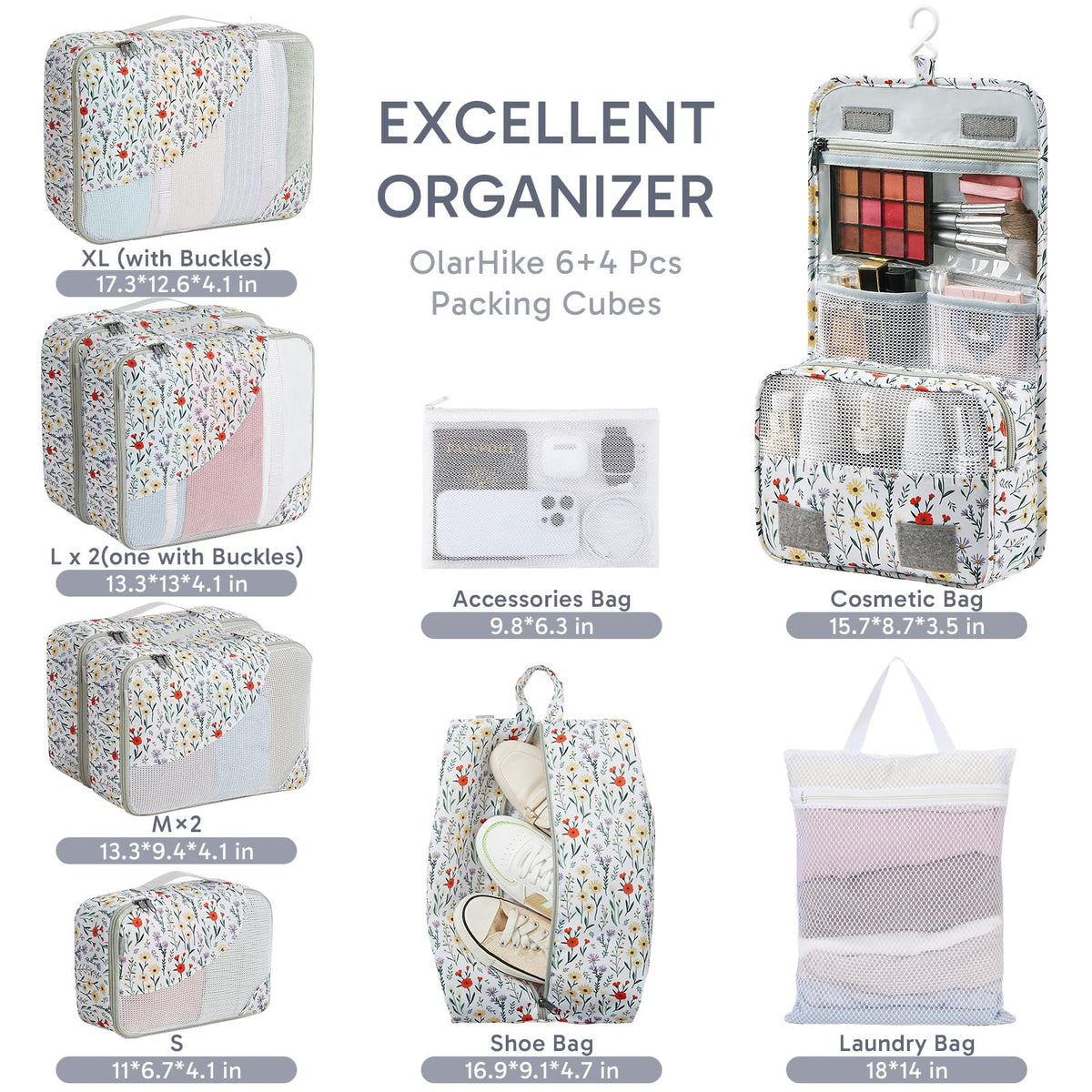 Packing Cubes for Travel (02 Flower)