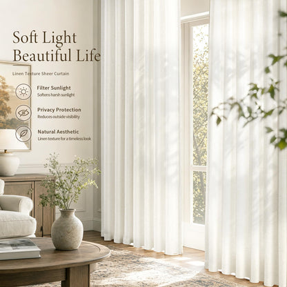 Natural Linen Curtains 240 Inches Long 2 Panels for Living Room (Natural / 50"W x 240"L (Pack of 2))