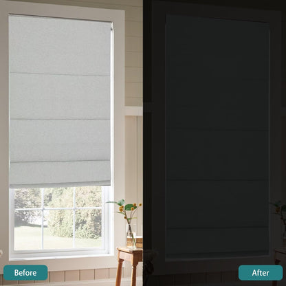 No Drill Roman Shades Cordless Blinds Blackout for Indoor Windows (Light Grey / 40"W x 64"H)