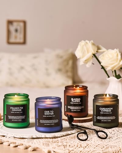 Ode to Winter Scented Candle for Home Natural Soy Wax Non Toxic Cotton Wick Winter Scent (Small Jar / Ode To Winter)