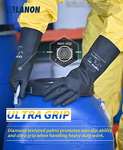 LANON 2 Pair Rubber Chemical Resistant Gloves