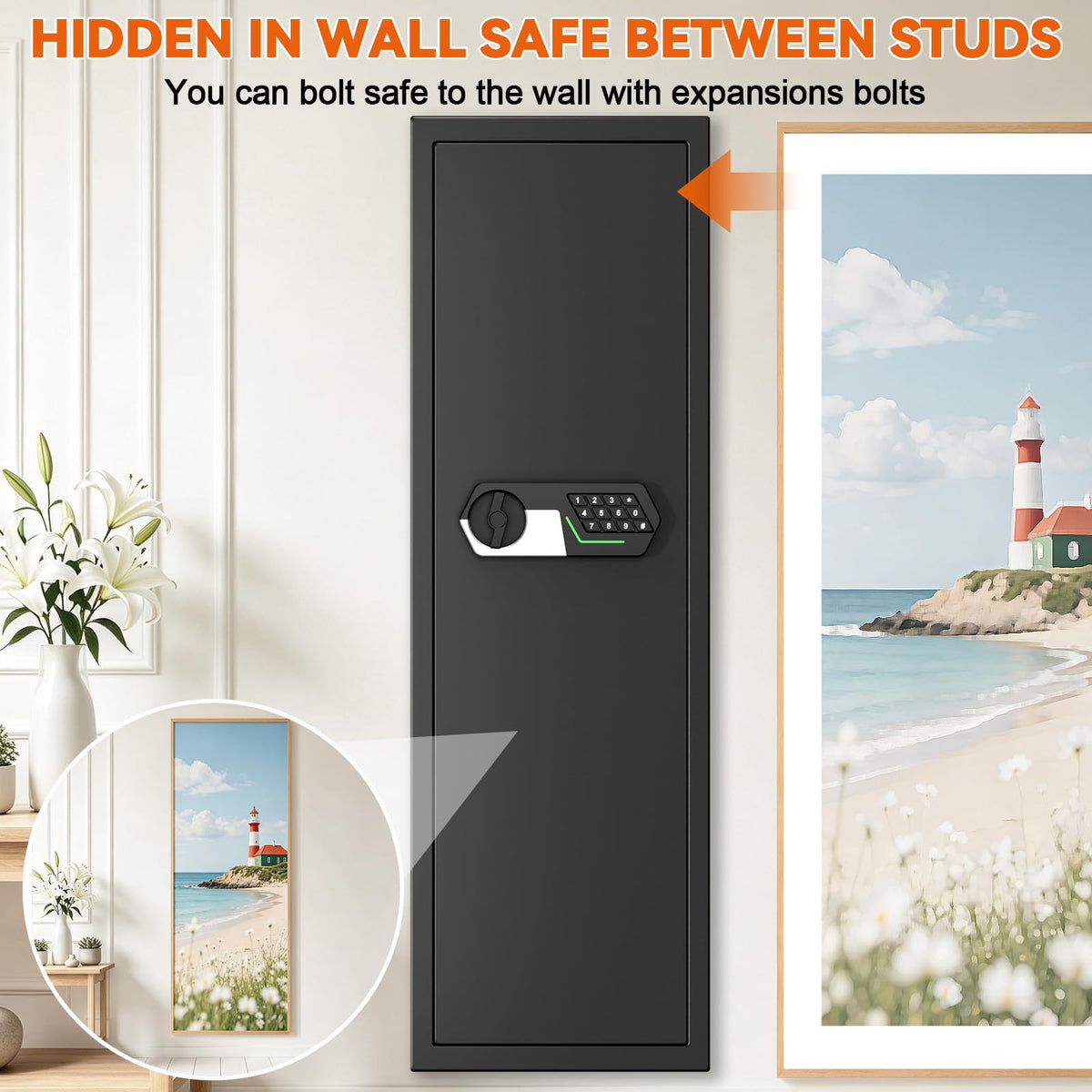 47.24‘’ Tall Heavy Duty Fireproof Wall Safes Between the Studs (47.24'' Tall)