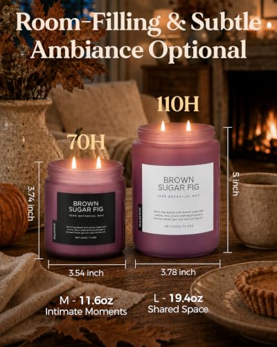 Brown Sugar Fig Scented Candle Relaxing Home Fragrance 11.6Oz 70H (Medium Jar / BrownSugarFig)