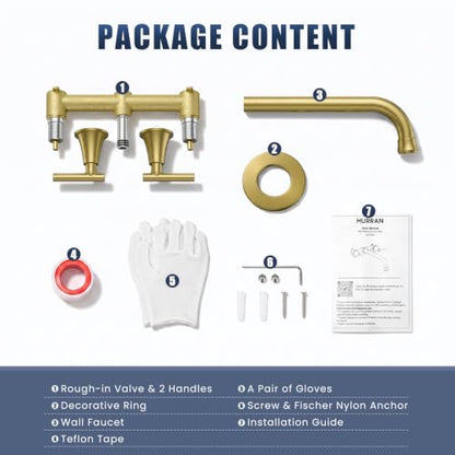 Two Handles Wall Mount Tub Filler