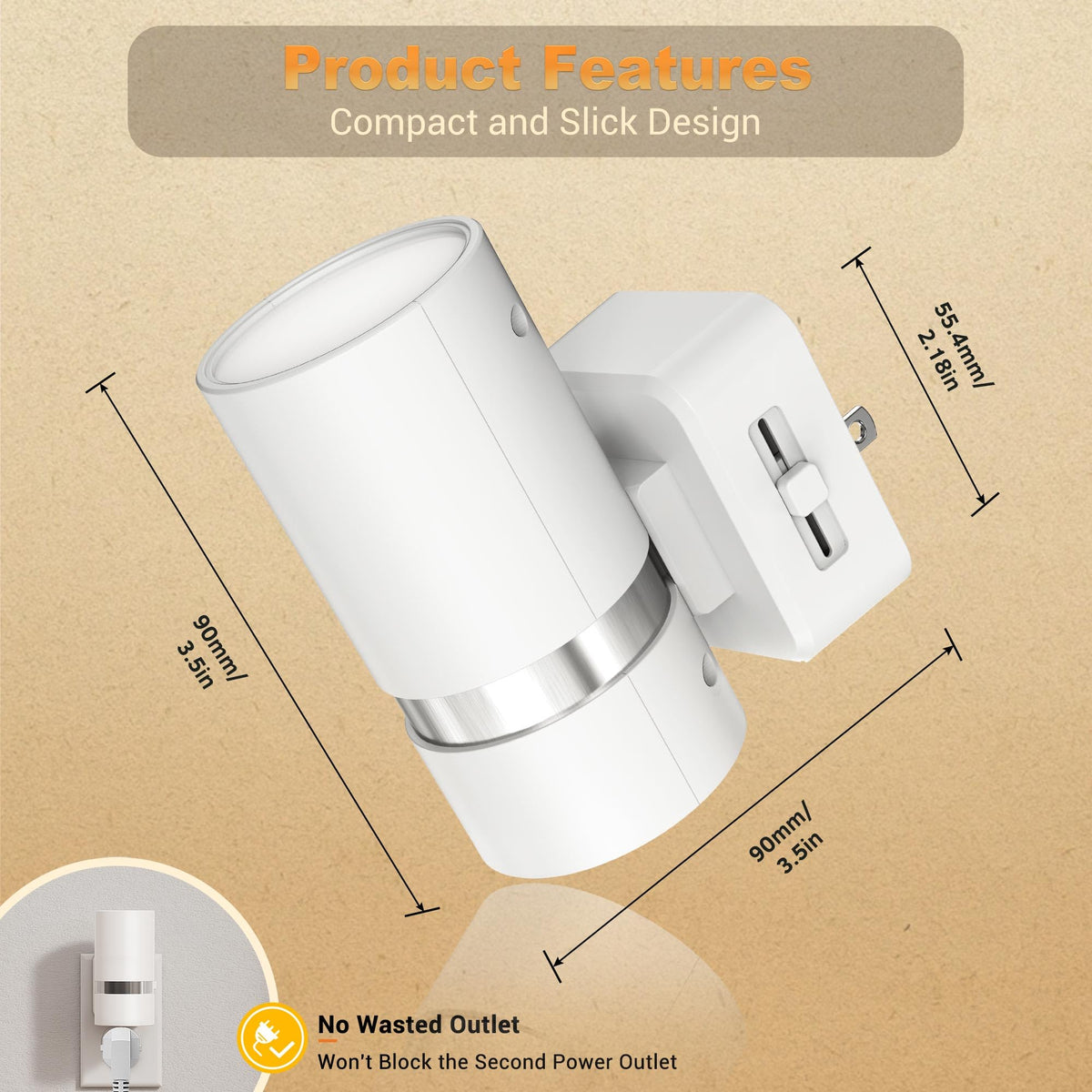 Night Lights Plug into Wall (White-3000K / 2 Pack)