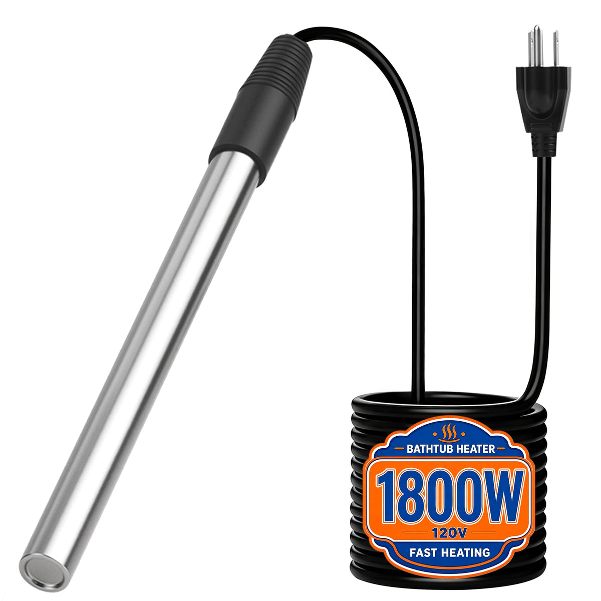 1800W 120V Portable Immersion Water Heater for Small Pool (Sliver)
