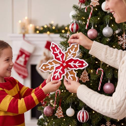 12 PCS Gingerbread Poinsettia Picks Christmas Tree Flowers (Gingerbread)