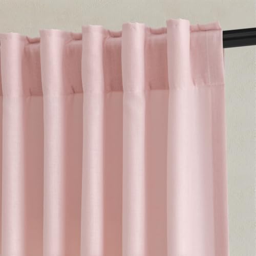 Pink Linen Curtains 84 Inches Long Drape for Living Room 2 Panels (Pink / 52"W x 84"L (Pack of 2))