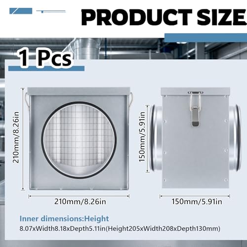 1 Pcs Duct Air Inline Filter Box with Epdm Gaskets