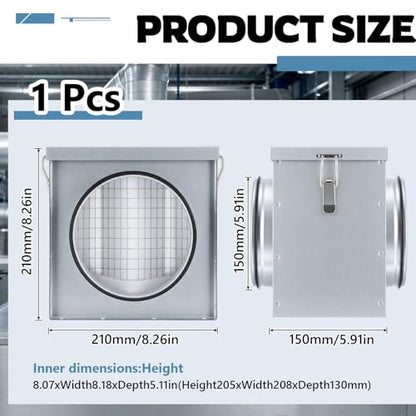1 Pcs Duct Air Inline Filter Box with Epdm Gaskets