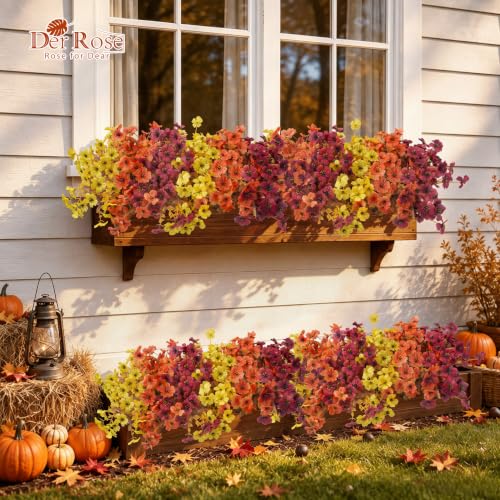 24 PCS Fake Fall Flowers for Outdoors Mums Porch Planter Decor