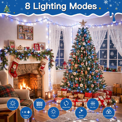 500 LED Christmas Lights Outdoor (Blue and White / 500 LED)
