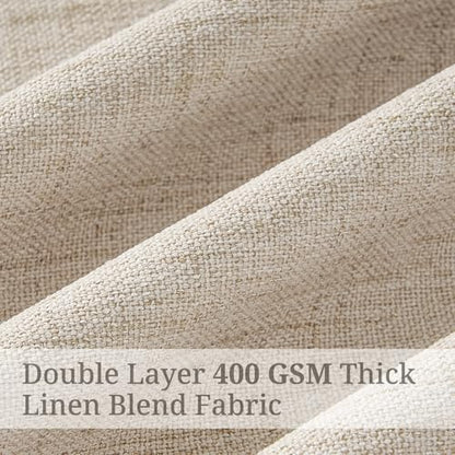 Natural Linen Blackout Curtains 86 Inches Long 2 Panels Set 50 Inch Wide (Natural / 50"W x 86"L (Pack of 2))