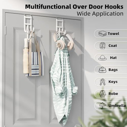 2 Packs Over the (White / Long hooks-2 Packs Fit 1 1/2" Interior Door)