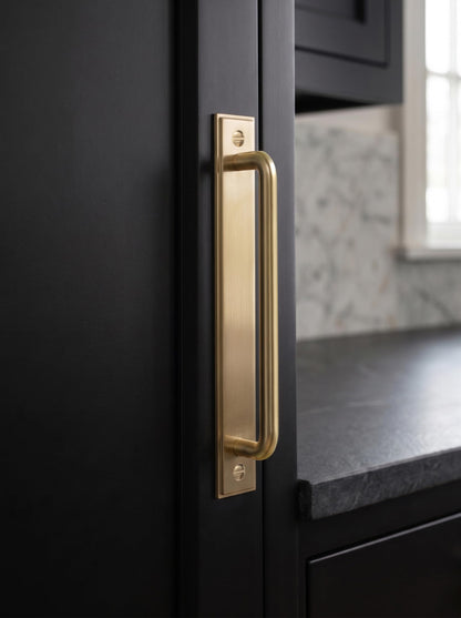 2 Pack Champagne Bronze 5" HoleCenter Cabinet Pull with Backplate (5 '' Hole Centers / Plaquette / Champagne Bronze)