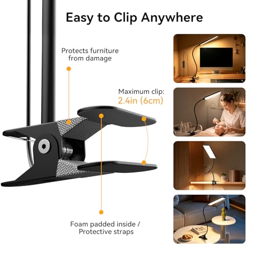 Clip‑On Desk Lamp (Dark Black / Medium)