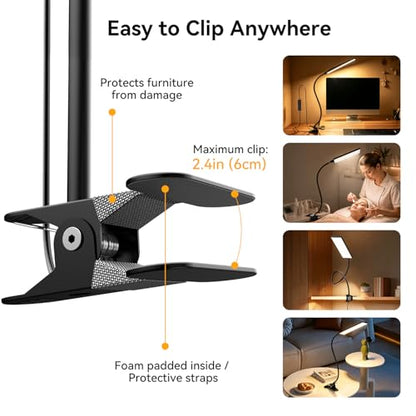 Clip‑On Desk Lamp (Dark Black / Medium)