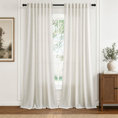 Natural Linen Curtains 87 Inches Long for Living Room 2 Panels (Natural / 52"W x 87"L (Pack of 2))