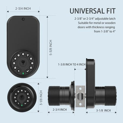IU32 Double Sided Keypad Door Knob with Dual Cylinders and Key Alike