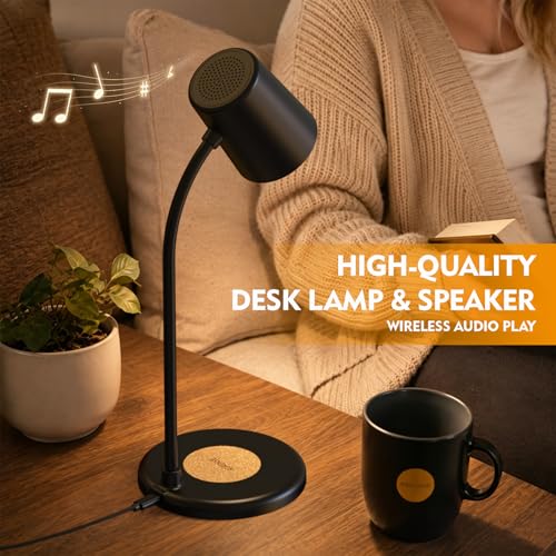 LED Desk Lamp with Speaker 3 Light Colors (Black)