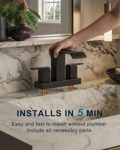 Matte Black Bathroom Faucets (Modern Centerset - 4" / Matte Black)