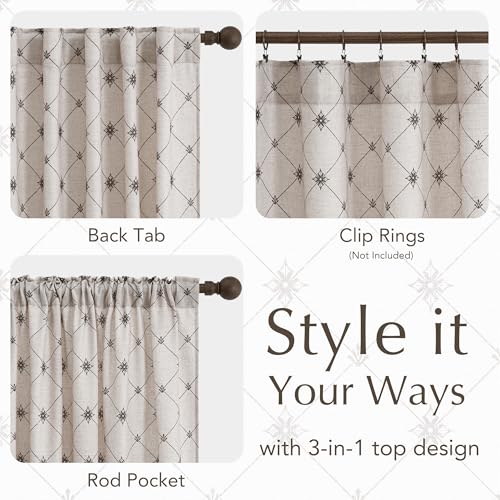 Taupe Curtains Linen Blend Textured (Diamond-taupe / 52"W x 96"L (Pack of 2))