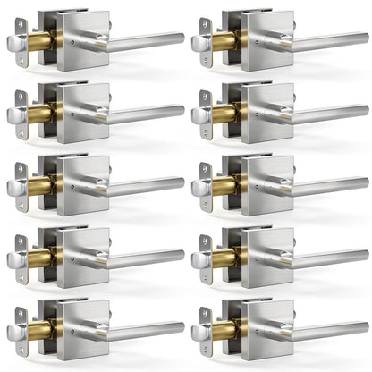 10 Pack Interior Privacy Door Handles (Satin Nickel)
