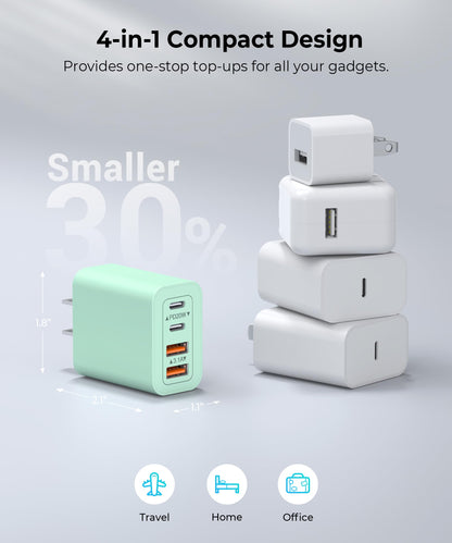 2 Pack] 40W USB C Charger Block (2Pack Parrot Green / 40W)