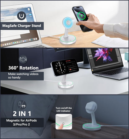 Magnetic Wireless Charger Stand 15W Fast Mag (Magnetic Single Pack White)