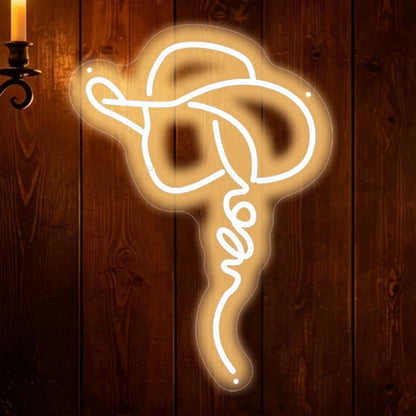 Cowgirl Hat Neon Sign Western Rodeo Rustic Bar Bedroom Decor (Western Art Cowgirl)