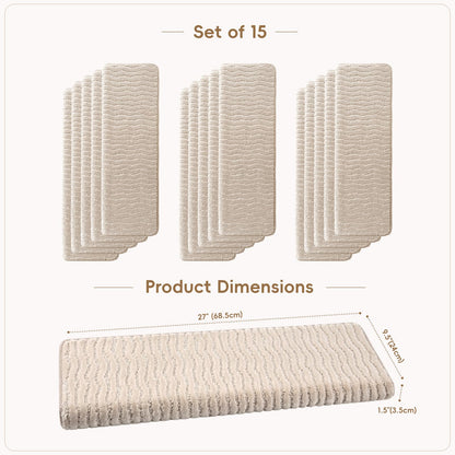 Rounded Bullnose Carpet Stair Treads (Oat Beige / 9.5" x 27" x 1.5")