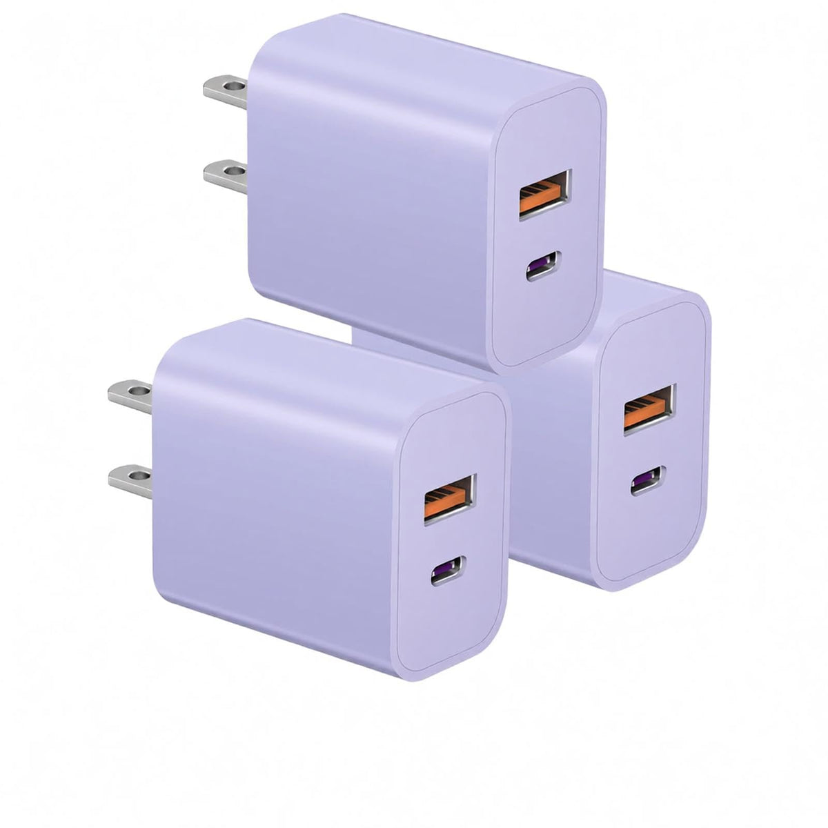 USB C Charger Block Fast Charging Block Type C Charger Multiport Adapter (Purple / 20W3Pack)
