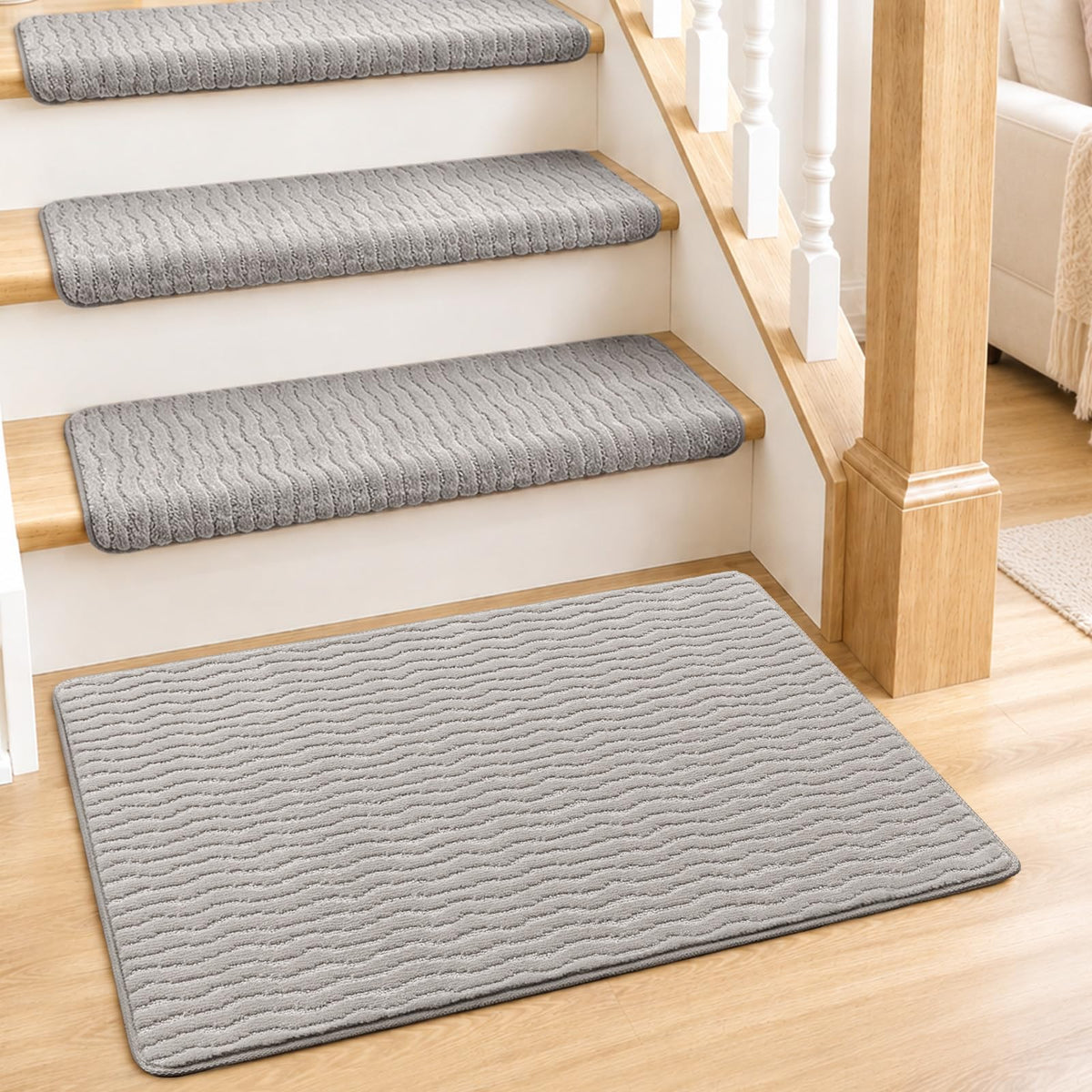 Stair Landing Mat (Light Grey / 2' x 3' (Rectangular))