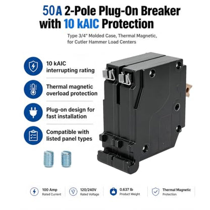 2 Pole Circuit Breaker Replacement for Cutler Hammer Load Centers Type 3