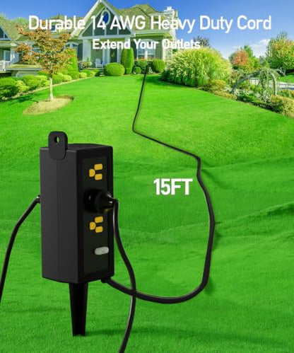 Outdoor Power Strip Weatherproof (Black / 15FT)