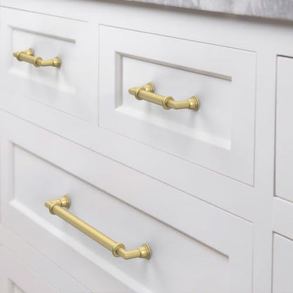 10 Pack Brushed Gold Cabinet Pulls 4 Inch (4" Hole Center / Brushed Gold)