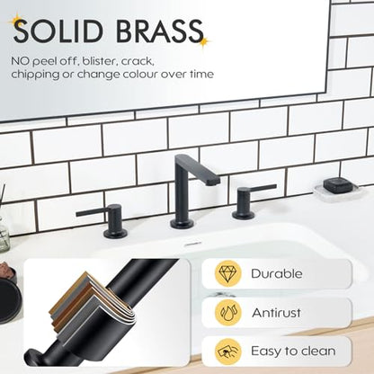 Bathroom Faucets for 3 Hole Vanity Sink (Matte Black / 1.2 GPM)