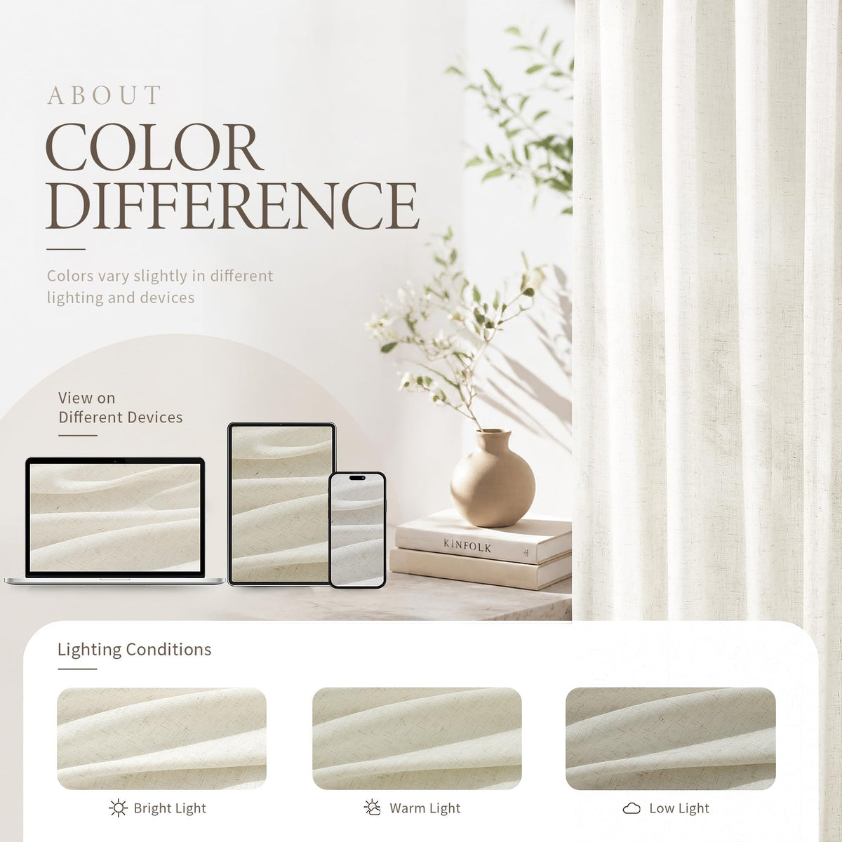 Natural Linen Curtains 240 Inches Long 2 Panels for Living Room (Natural / 50"W x 240"L (Pack of 2))