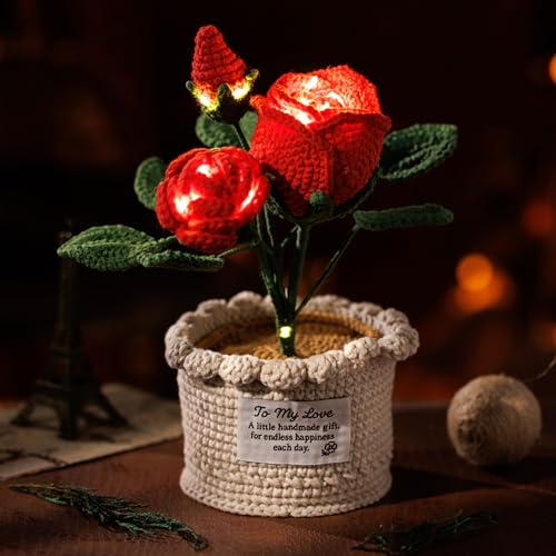 Handmade Crochet Rose Flower Lamp