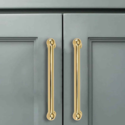 5 Pack 5 inch Solid Handles Real Unlacquered Brass Cabinet Pulls (Unlacquered Brass / 5 Inch)