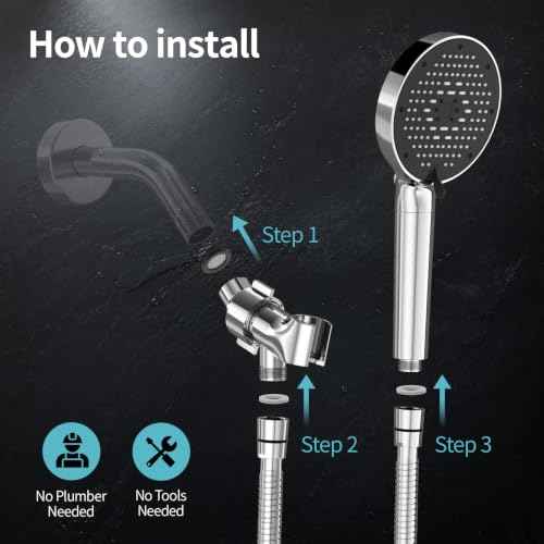 High Pressure Filtered Handheld Shower Head 9 Spray（1 filter） (2.5 Gallon Per Minute+1 Filter / Chrome Silver)