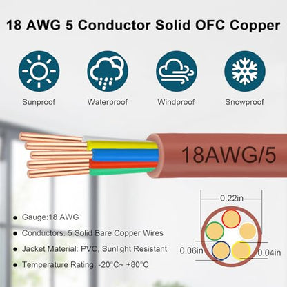 18 5 Thermostat Wire 50FT (Brown-18/5 / 50FT)