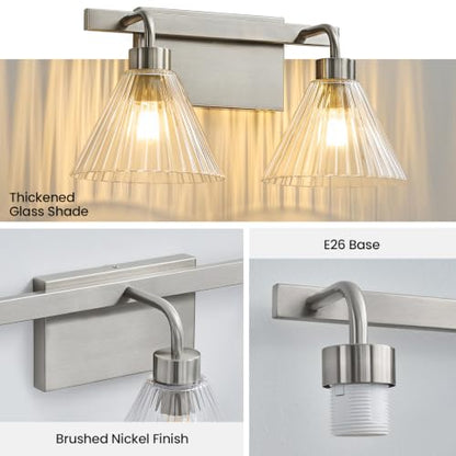 Modern Bathroom Light Fixture Over Mirror with Clear Glass Shade Vanity Light Fixture for Bath Bedroom Makeup Area