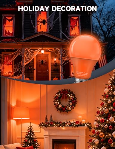 A19 Orange Colored LED Light Bulbs (Orange)