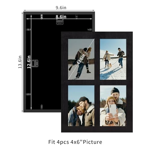 4x6 Picture Frame Collage Set of 2 (Rustic Black / 9.6x13.6in (2Pack))