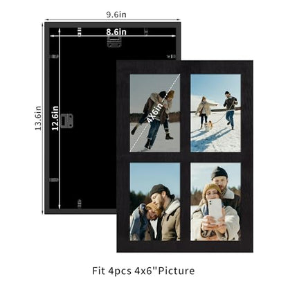 4x6 Picture Frame Collage Set of 2 (Rustic Black / 9.6x13.6in (2Pack))