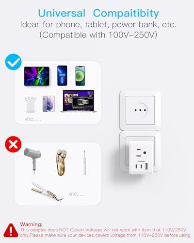 2 Pack International Travel Plug Adapter