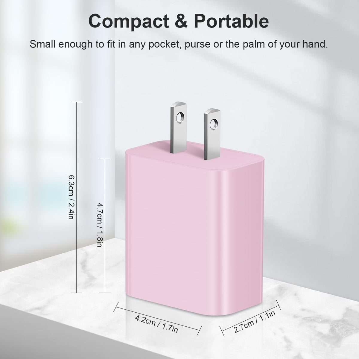 USB C Charger Block Fast Charging Block Type C Charger Multiport Adapter (Pink / 20W3Pack)