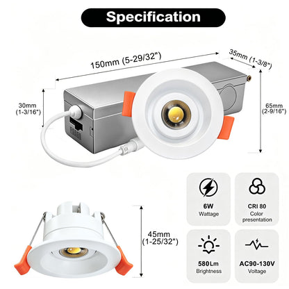 Gimbal LED Recessed Light (12P-White / 2 Inches- Anti glare)