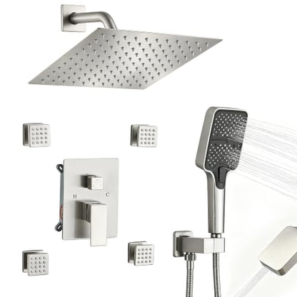 10 Inch Rain Shower Faucet Set with Body Jets